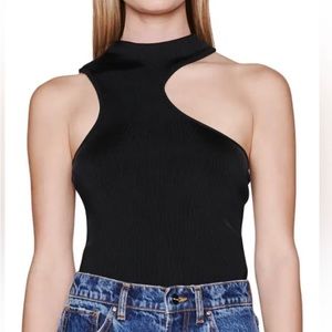 Anine Bing Lesley Asymmetrical Tank Top Black